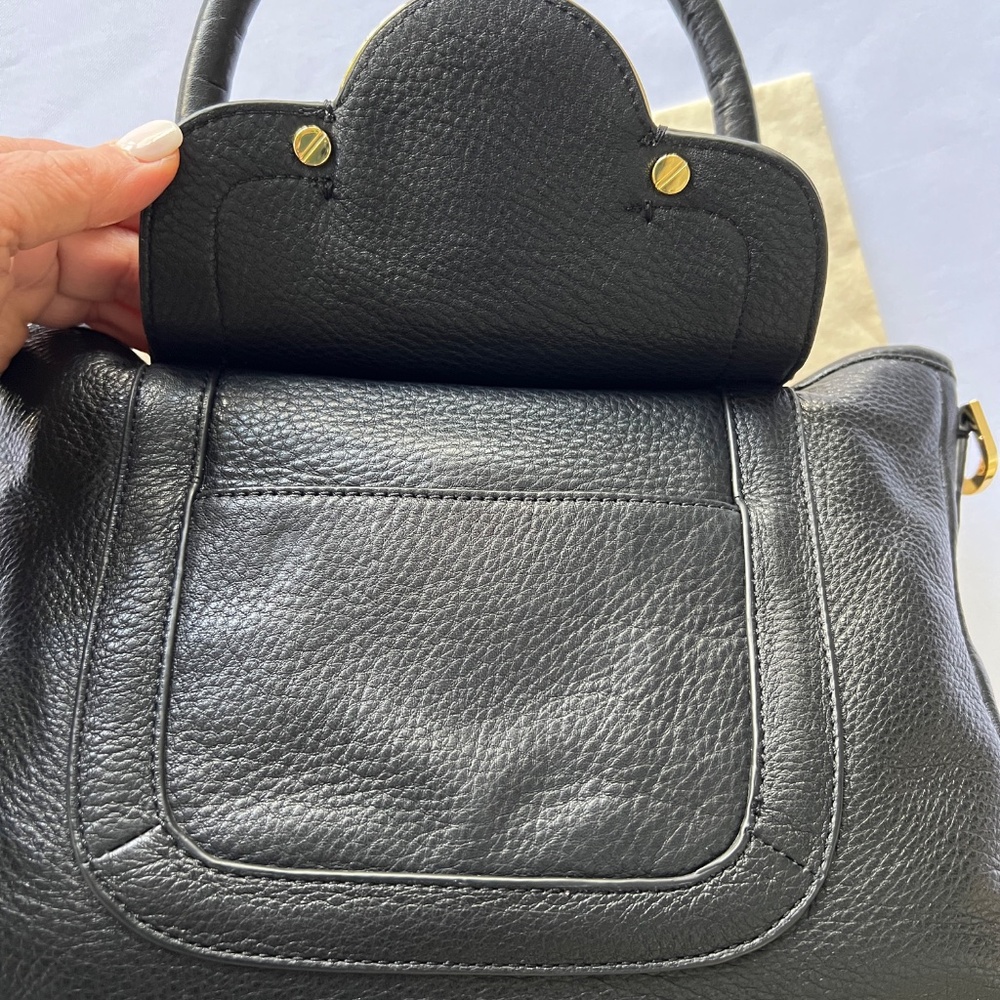 TORY BURCH Amanda Mini Satchel Black Pebbled Leather/Gold Logo Crossbody Bag - Picture 10 of 16